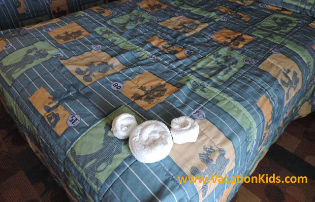 Disney's Pop Century rooms offer either 2 double beds or one king bed complete with hidden Mickys