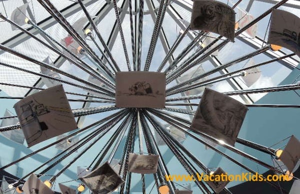 When you're family arrives at Disney's Art Of Animation Resort be sure to look up and check out the beautiful chandelier with original artwork signed by character voice actors and Disney Animators