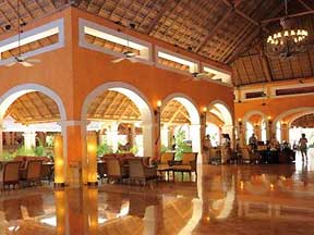 Welcoming lobby at the Barcelo Maya Tropical
