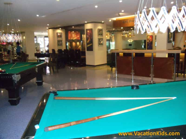 Lobby bar complete with lots of game tables at the Hard Rock Cancun Hotel All Inclusive Resort