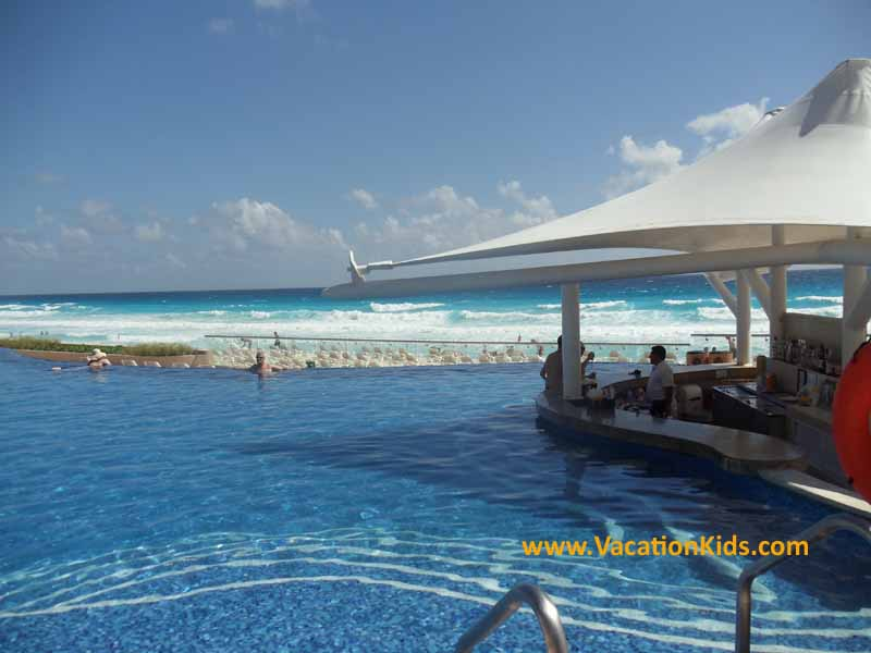 Pool bar and endless pool at the Hard Rock Cancun Hotel