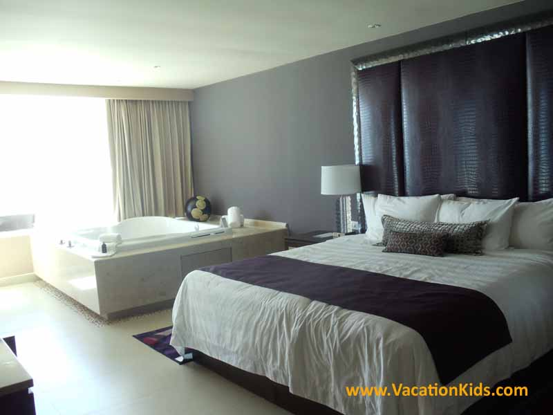 Bedroom of the Rock Star Suite at Hard Rock Cancun Hotel all inclusive family resort