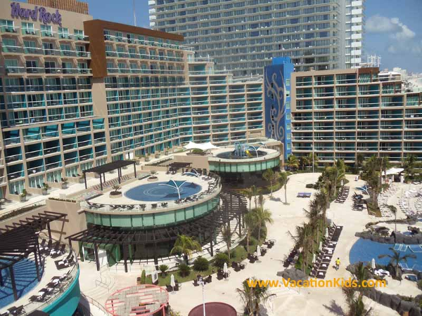 View of the grounds of the Hard Rock Cancun Hotel