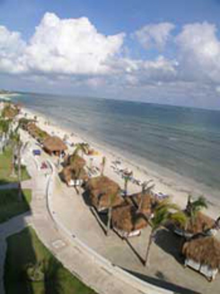 Azul Sensatori beach is lined with beach beds complete with butler service