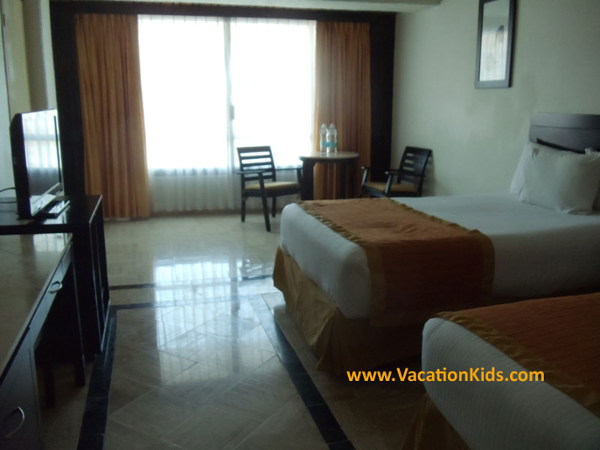 Guest rooms at the Krystal Hotel Cancun. Family suites here are family of 5 and 6 friendly