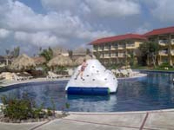 Water climbing iceberg for kids in the lazy river pool at Dreams Punta Cana Resort