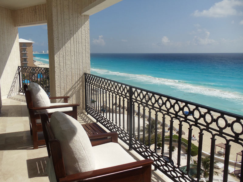 Beach View from the Presidential balcony suite at Sandos Cancun