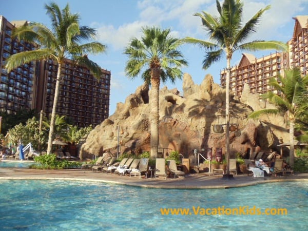 Volcano water slide in the Waikolohe valley water park area of Disney Aulani resort