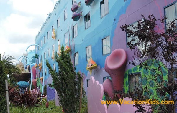 Colorful views Of Nemo room buildings at Disney's Art of Animation Resort