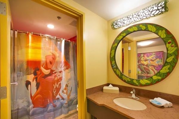 A view of one of the two bathrooms in the Lion King Suites at Disney's Art Of Animation Resort