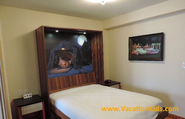 A dining table converts into a double bed in the family suites at Disney's Art Of Animation Resort