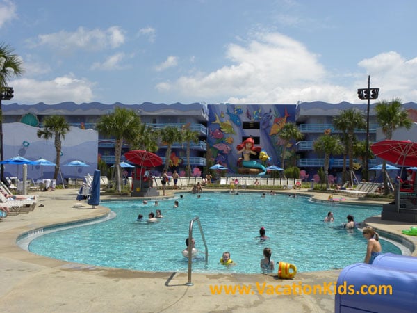 In the Little Mermaid section of Disney's Art of Animation resort there are 3 buildings of rooms that surround the little mermaid pool