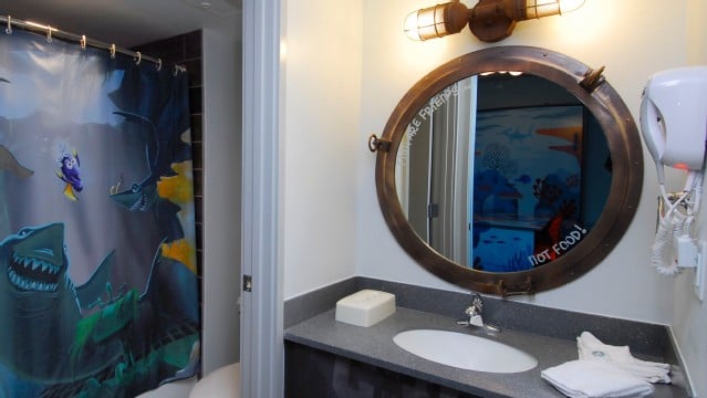 Photo of one of two bathrooms in the Finding Nemo Family Suites at Disney's Art Of Animation Resort