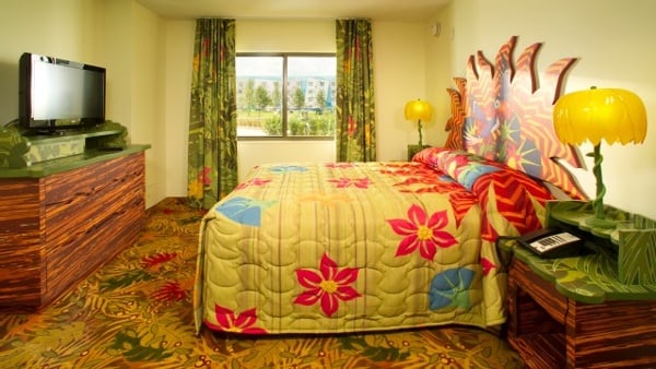 Art Of Animation Lion King family suites offers parents a master bedroom and bathroom separated by a door for extra privacy