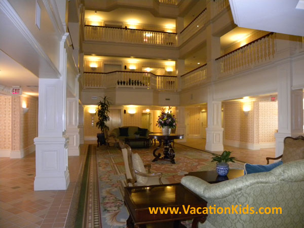 Lobby view of outer lodge builings at Disney's Grand Floridian
