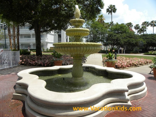 Refreshing fountains cool guests along the paths of Disney's Grand Floridian Resort