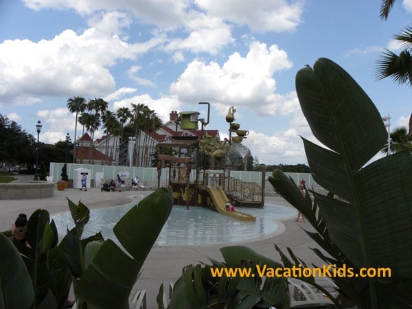Views of splash park and kids pool at the Grand Floridian in Walt Disney World