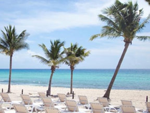 Azul Fives beautiful white sand beach with turquoise Caribbean sea