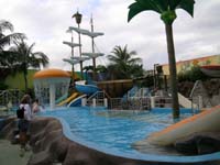 View of Children's water park at the Crown Paradise Hotel Cancun complete with pirate ship