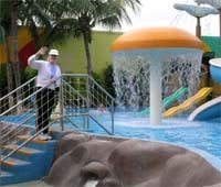 Sally Black from vacationkids visiting kids water park at the Crown Paradise Hotel Cancun