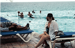Vacationkids founder Sally Black visiting the pool at the Crown Paradise Hotel in Cancun