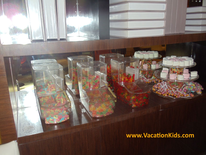 Candy buffet for kids at the family concierge check in at the Paradisus Cancun all inclusive resort.