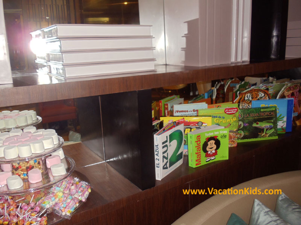 Games, books and activities to entice the kids while parents check in at the Paradisus Cancun