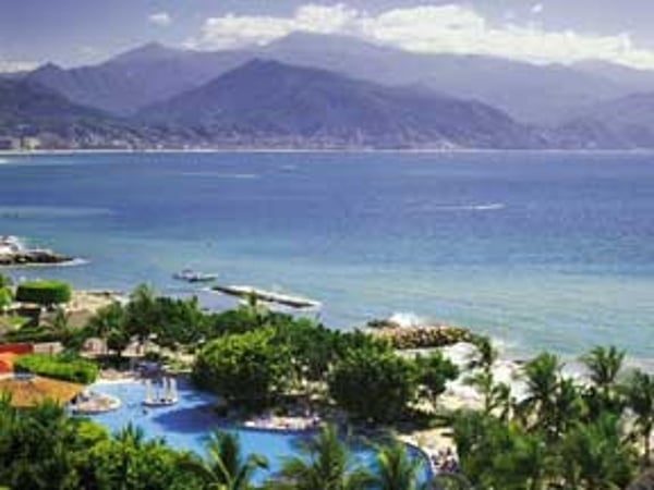 Views of Bandaras Bay and Sierre Madres Mountains from the guest rooms of the Melia Puerto Vallarta